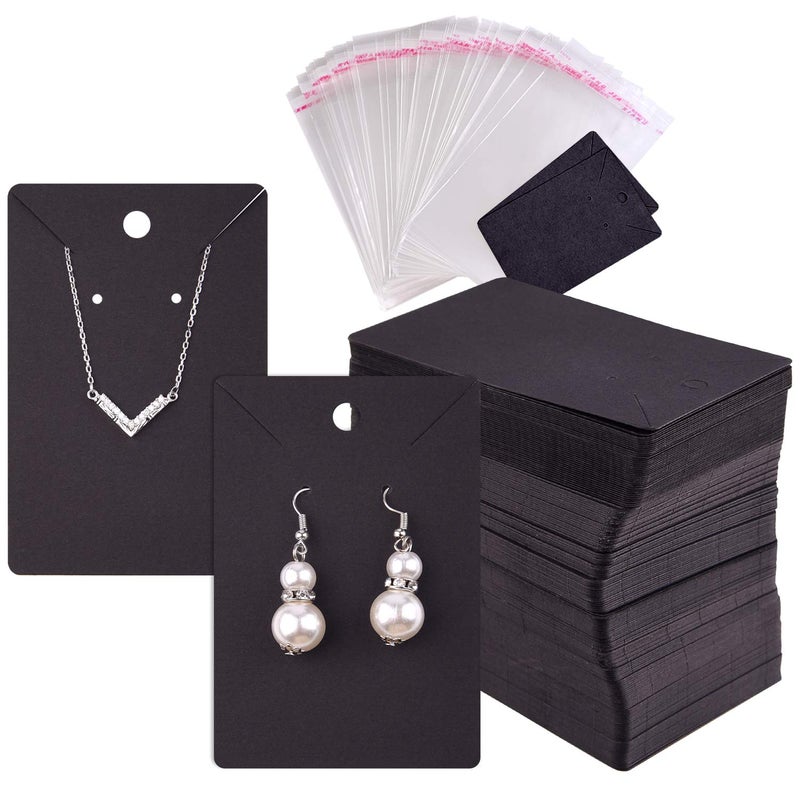 TUPARKA 120 Pcs Earring Display Card, Necklace Display Cards with120Pcs Self-Seal Bags,Earring Card Holder Blank Kraft Paper Tags for DIY Ear Studs and Earrings,3.5 x 2 Inches - Image 1